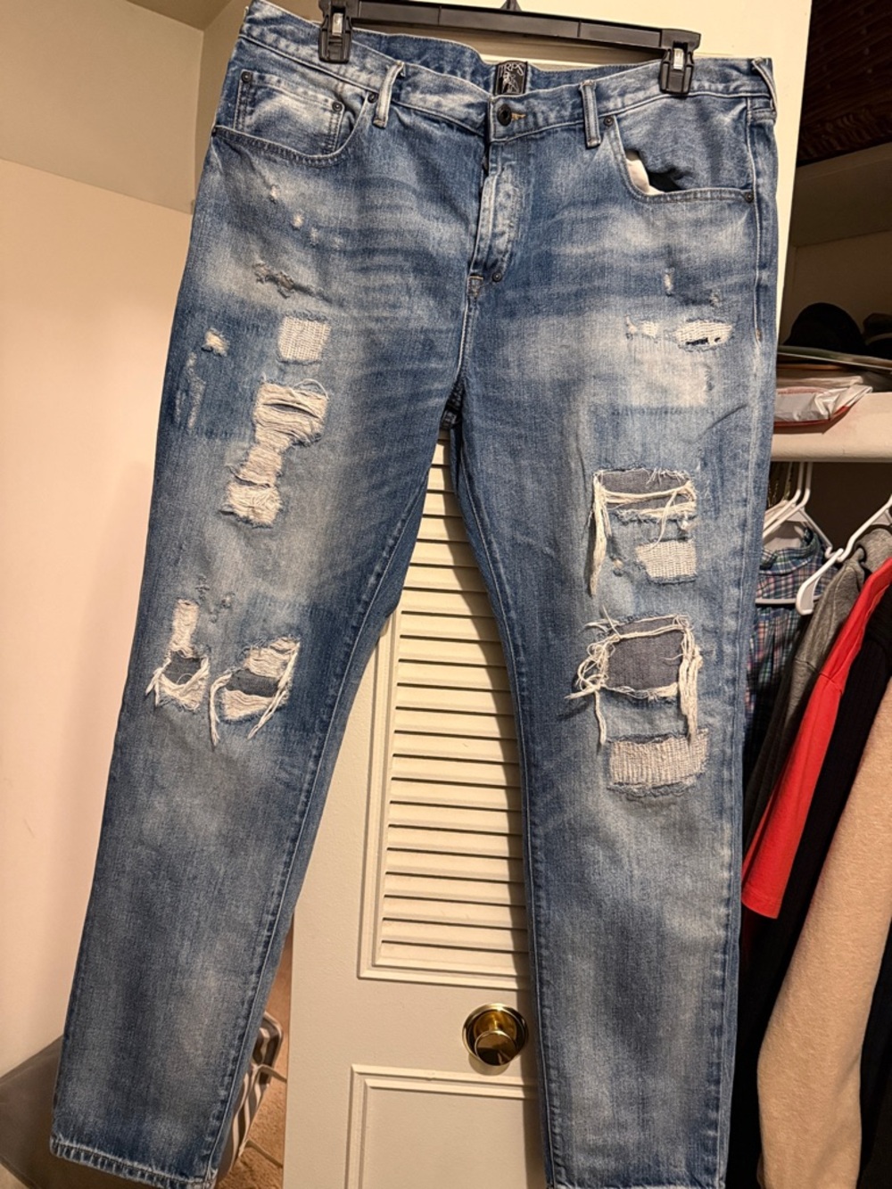 PRPS Men's Light Blue Distressed Slim Jeans